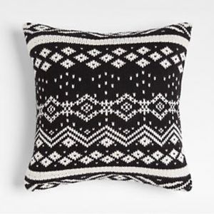 Crate&Barrel Black and White Fair Isle Holiday Pillow